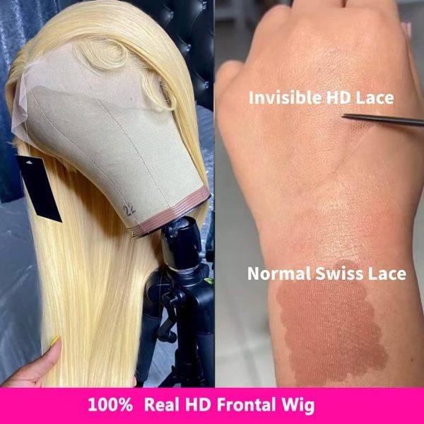 center wig asian raw hair 13x6 hd lace front wig staight human hair wig #613