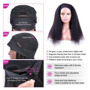 center wig yaki straight headband wig remy hair