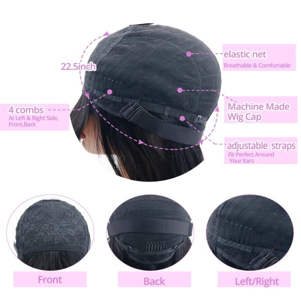 center wig machine made black wig remy hair tc047