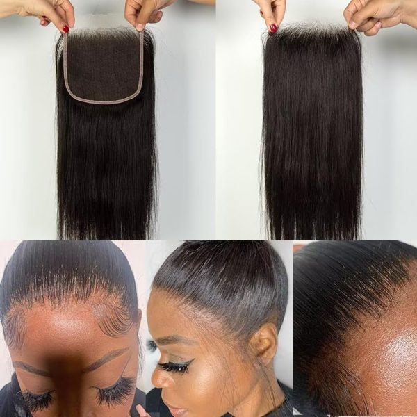 center wig remy hair 5x5 straight hd closure