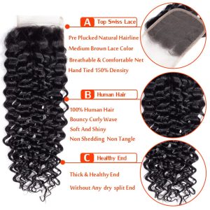 center wig remy hair 4x4 jerry curly closure