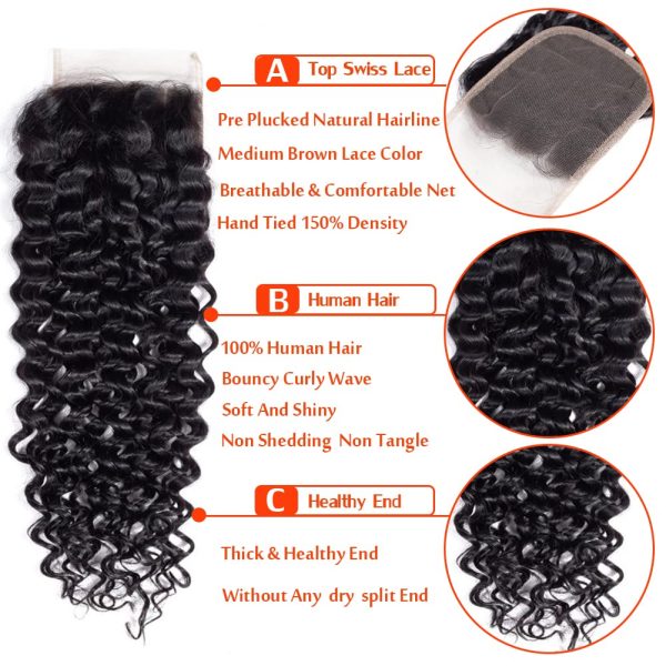 center wig remy hair 4x4 jerry curly closure