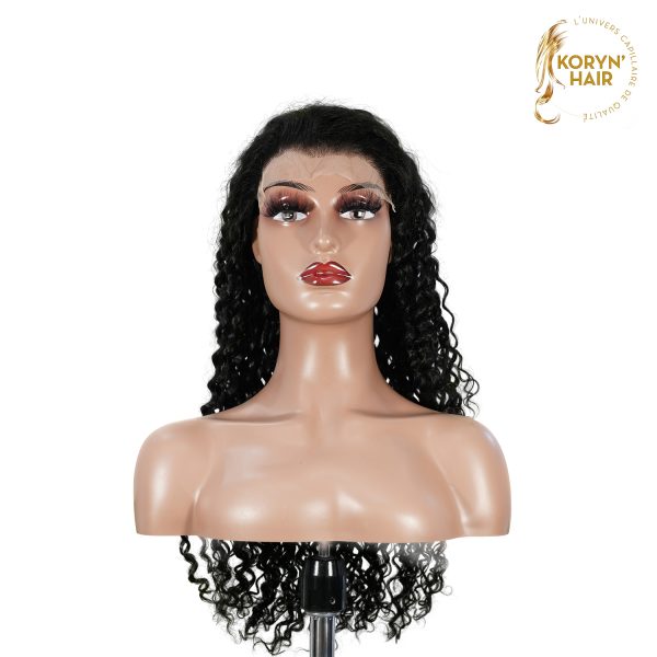 center wig natural black remy hair 6x7 lace closure deep wave human hair wig