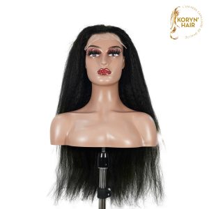 center wig natural black remy hair 6x7 lace closure yaki straight human hair wig