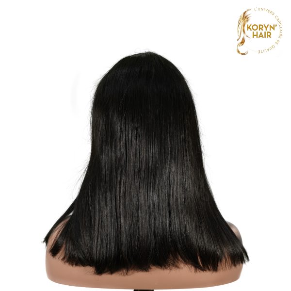 center wig natural black remy hair 2x6 lace closure straight bob human hair wig
