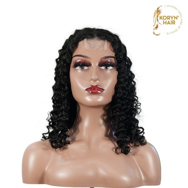 center wig natural black remy hair 2x6 lace closure deep wave bob human hair wig