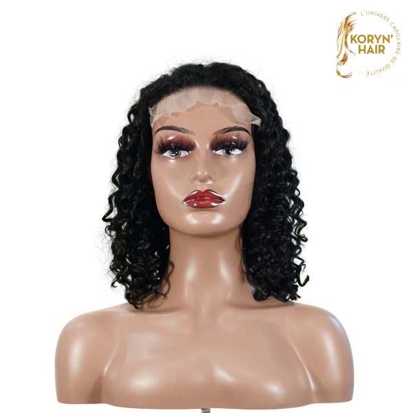 center wig natural black remy hair 5x5 lace closure deep wave 12 inch bob human hair wig