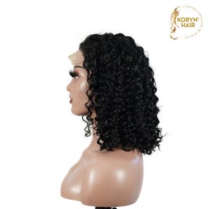 center wig natural black remy hair 5x5 lace closure jerry curly 12 inch bob human hair wig
