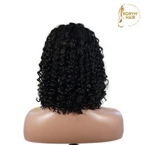 center wig natural black remy hair 5x5 lace closure jerry curly 12 inch bob human hair wig