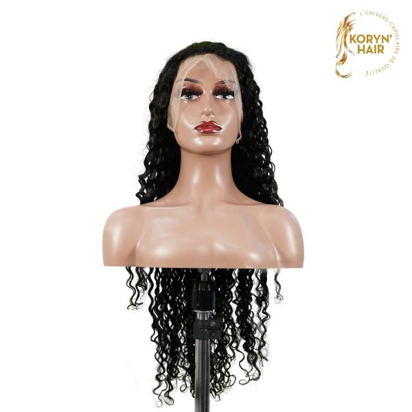 center wig 13x4 deep wave lace front wig natural black remy hair