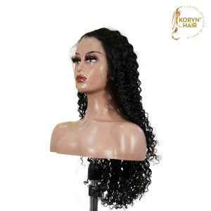 center wig natural black asian raw hair 13x6 hd lace front wig deep wave human hair wig