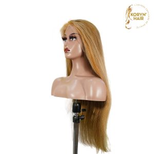 center wig 13x4 straight lace front wig 8&27 honey blonde highlight 26 inch remy hair