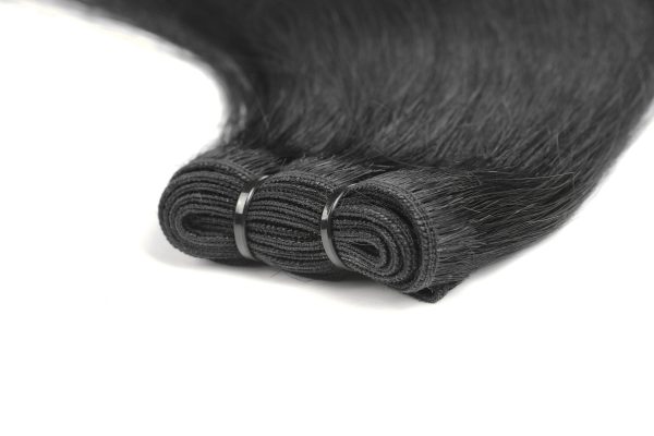 center wig remy hair black straight bundles laotian weaving