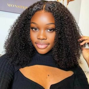 center wig natural black remy hair 5x5 lace closure jerry curly 12 inch bob human hair wig