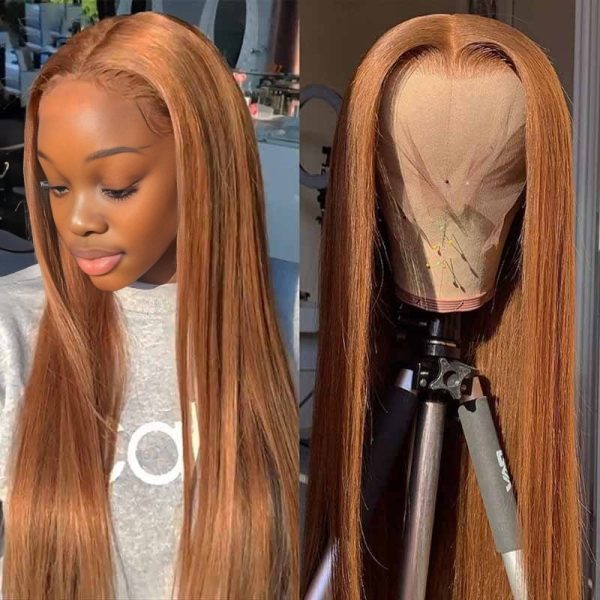 center wig 13x4 straight lace front wig 8&27 honey blonde highlight 26 inch remy hair