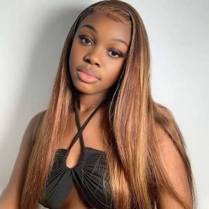 koryn hair 13x4 straight lace front wig m4&27 highlight remy hair 26 inch