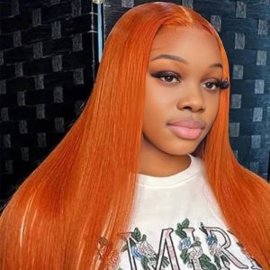 Home center wig 13x4 straight lace front wig 350 orange 26 inch remy hair