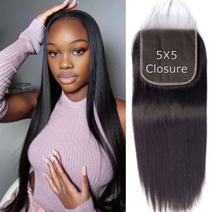 center wig remy hair 5x5 straight hd closure